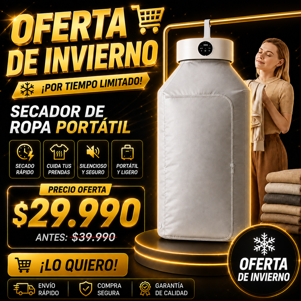 SECADOR DE ROPA PORTATIL