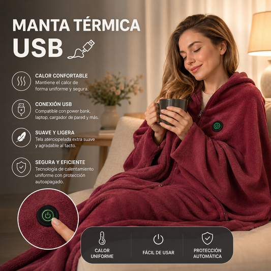 Manta Calefactora Eléctrica Carga USB